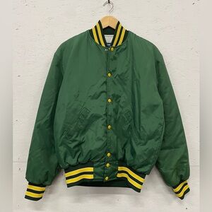 Vintage Holloway Quilt Lined Bomber Jacket, Size M, Green and Yellow